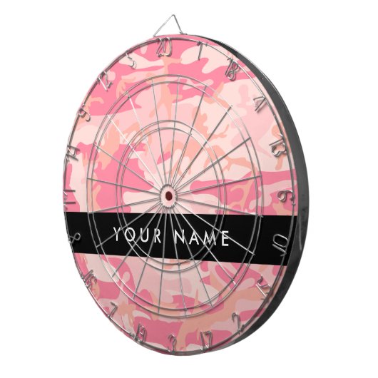 Pink Camouflage Pattern, Ihr Name, Personalisieren Dartscheibe (Vorderseite rechts)