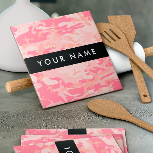 Pink Camouflage Pattern, Ihr Name, Personalisieren Fliese