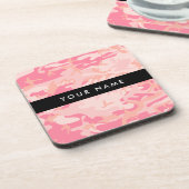 Pink Camouflage Pattern, Ihr Name, Personalisieren Getränkeuntersetzer (Linke Seite)