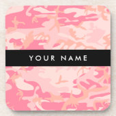 Pink Camouflage Pattern, Ihr Name, Personalisieren Getränkeuntersetzer (Vorderseite)