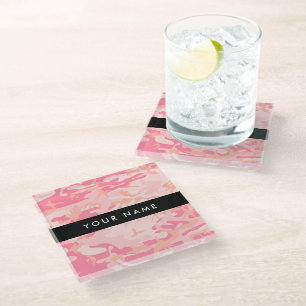 Pink Camouflage Pattern, Ihr Name, Personalisieren Glasuntersetzer
