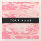 Pink Camouflage Pattern, Ihr Name, Personalisieren Glasuntersetzer (Vorderseite)