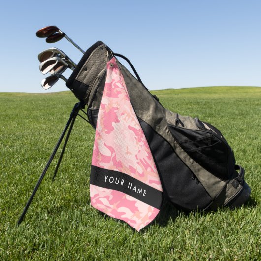 Pink Camouflage Pattern, Ihr Name, Personalisieren Golfhandtuch (Gras)