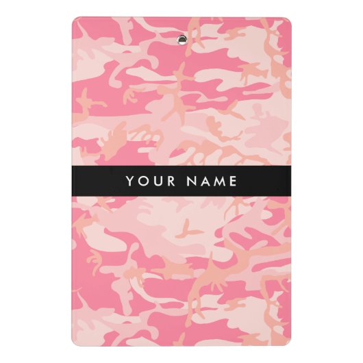 Pink Camouflage Pattern, Ihr Name, Personalisieren Mini Klemmbrett (Rückseite)