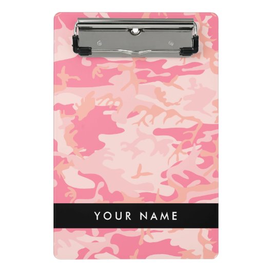 Pink Camouflage Pattern, Ihr Name, Personalisieren Mini Klemmbrett (Vorderseite)