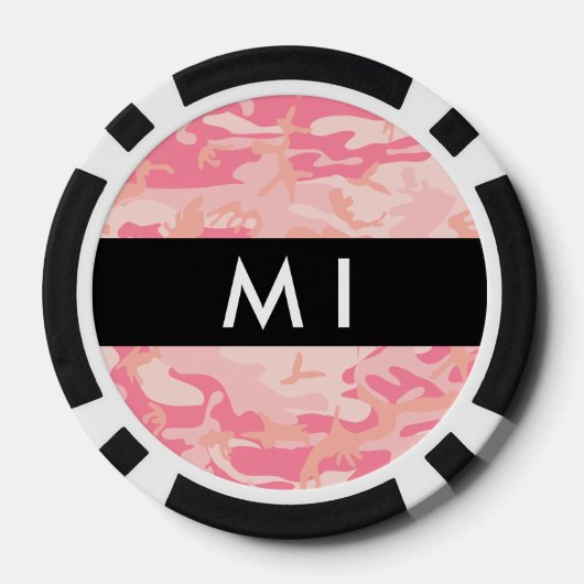 Pink Camouflage Pattern, Ihr Name, Personalisieren Pokerchips (Rückseite)