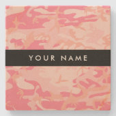 Pink Camouflage Pattern, Ihr Name, Personalisieren Steinuntersetzer (Vorderseite)