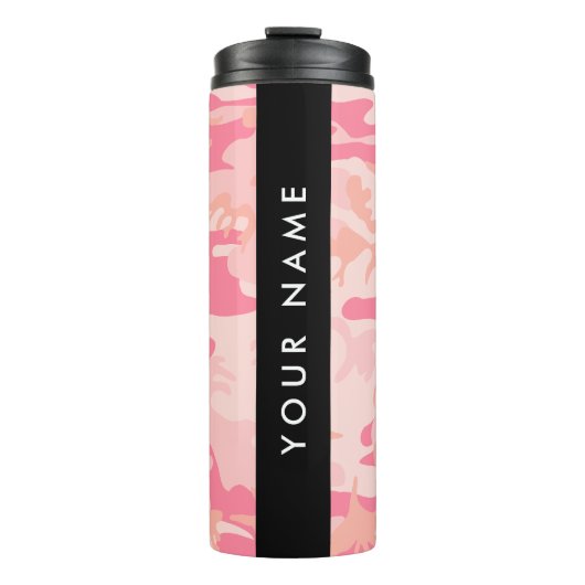 Pink Camouflage Pattern, Ihr Name, Personalisieren Thermosbecher (Vorderseite)