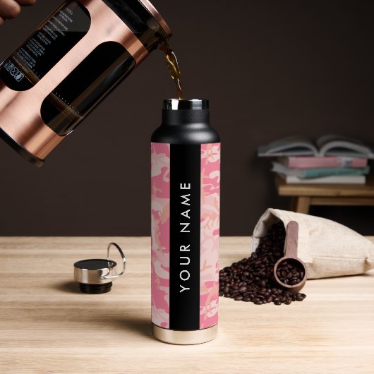 Pink Camouflage Pattern, Ihr Name, Personalisieren Trinkflasche (Kaffee)