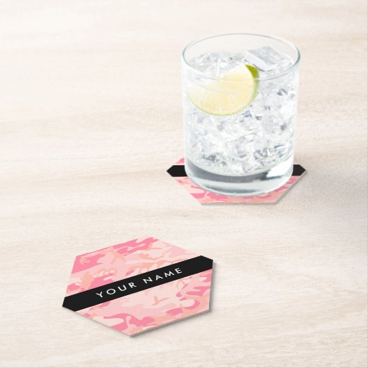Pink Camouflage Pattern, Ihr Name, Personalisieren Untersetzer (Vor Ort)