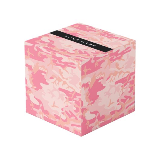 Pink Camouflage Pattern, Ihr Name, Personalisieren Würfel (Vorderseite Schrägansicht)
