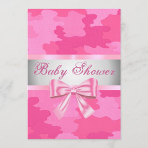 Pink Camouflage Pink Bow Baby Dusche Einladung