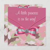 Pink Camouflage Princess Baby Dusche Einladung (Vorne/Hinten)