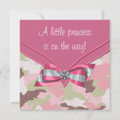 Pink Camouflage Princess Baby Dusche Einladung (Vorderseite)