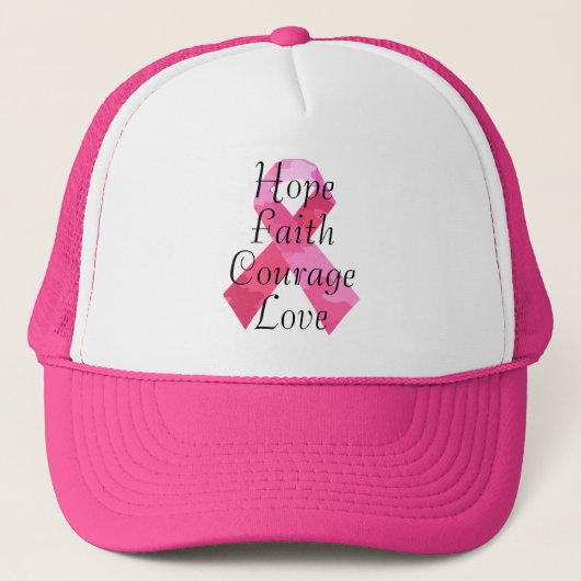 Pink Camouflage Ribbon Faith Hat Truckerkappe (Vorderseite)