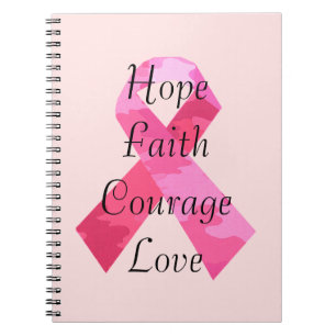 Pink Camouflage Ribbon Faith Spiral Notebook Notizblock