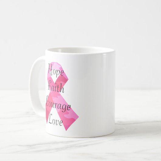Pink Camouflage Ribbon Faith Tasse (Vorderseite Links)