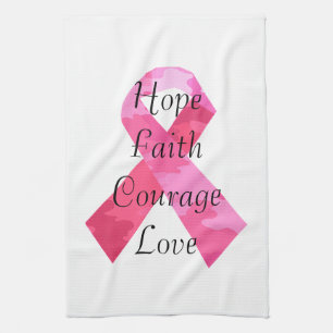 Pink Camouflage Ribbon Faith Towel Küchentuch