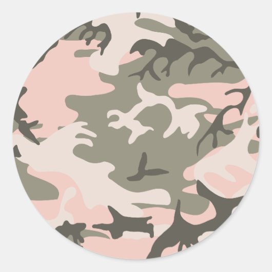 Pink Camouflage Runder Aufkleber (Vorderseite)