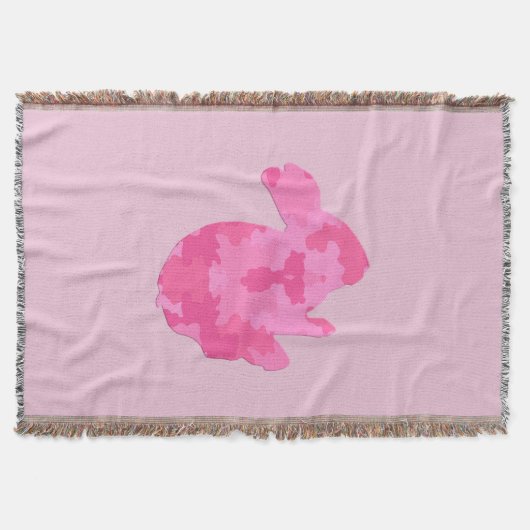 Pink Camouflage Silhouette Bunny Throw Blanket Decke (Vorderseite)