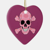 Pink Camouflage Skull and Crossbone Heart Ornament (Rechts)