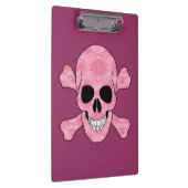 Pink Camouflage Skull and Crossbones Clipboard Klemmbrett (Rechts)