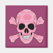 Pink Camouflage Skull and Crossbones Magnet (Vorne)