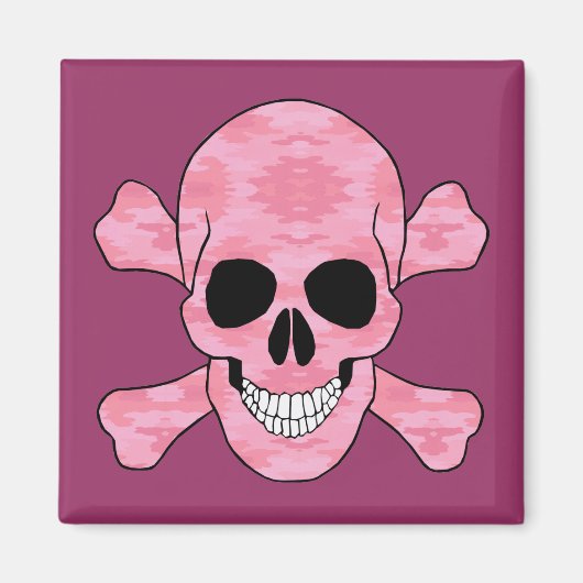 Pink Camouflage Skull and Crossbones Magnet (Vorne)