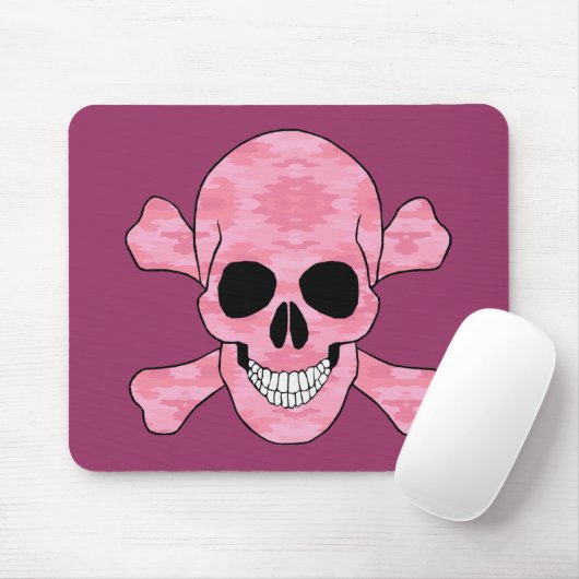 Pink Camouflage Skull and Crossbones Mouse Pad Mousepad (Mit Mouse)