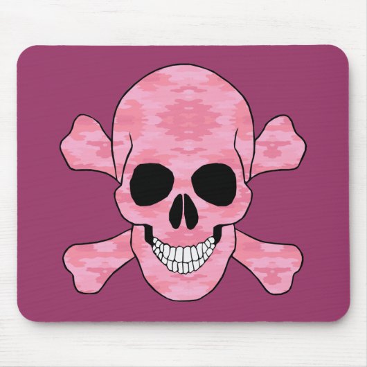Pink Camouflage Skull and Crossbones Mouse Pad Mousepad (Vorne)