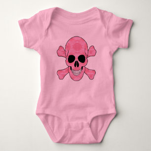 Pink Camouflage Skull and Crossbones Strampler