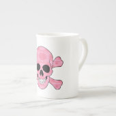 Pink Camouflage Skull and Crossbones Tasse (Vorderseite Rechts)