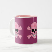 Pink Camouflage Skull and Crossbones Tasse (Vorderseite Links)