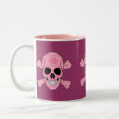 Pink Camouflage Skull and Crossbones Tasse (Links)