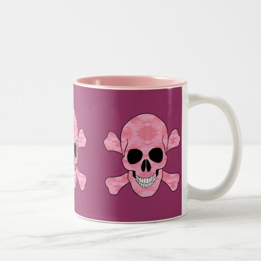 Pink Camouflage Skull and Crossbones Tasse (Rechts)
