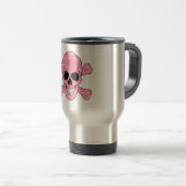 Pink Camouflage Skull and Crossbones Travel Mug Reisebecher (VorderseiteRechts)