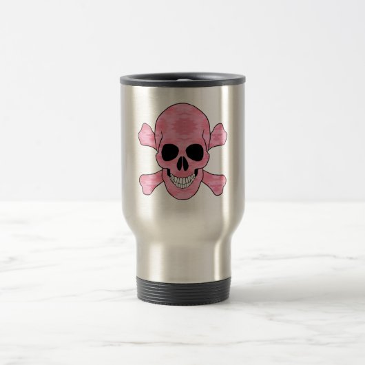 Pink Camouflage Skull and Crossbones Travel Mug Reisebecher (Mittel)