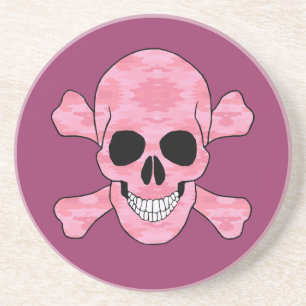 Pink Camouflage Skull and Crossbones Untersetzer