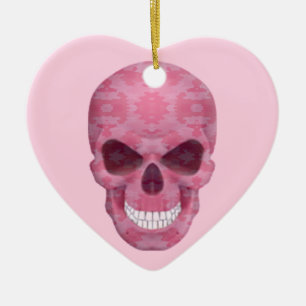 Pink Camouflage Skull Herz Ornament
