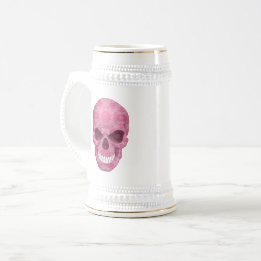 Pink Camouflage Skull Stein Bierglas (Vorderseite Links)