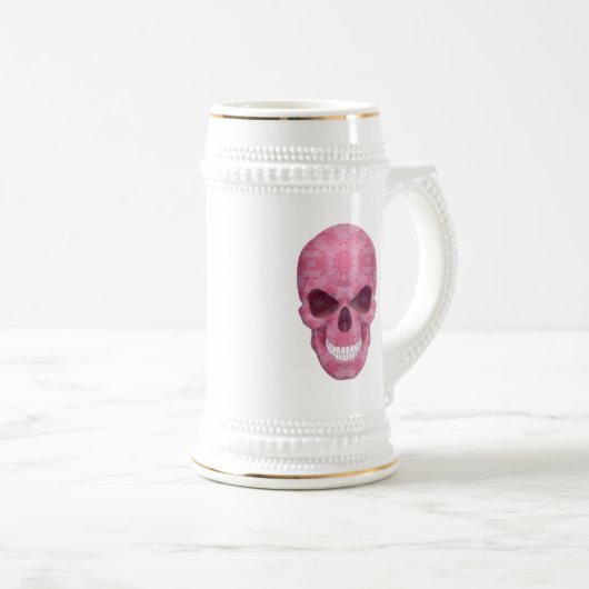 Pink Camouflage Skull Stein Bierglas (VorderseiteRechts)