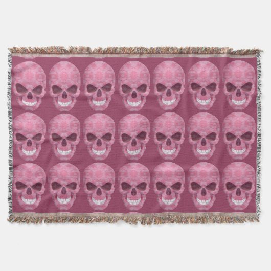 Pink Camouflage Skull Throw Blanket Decke (Vorderseite)