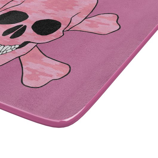 Pink Camouflage Skull und Crossbones Cutting Board Schneidebrett (Ecke)