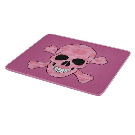 Pink Camouflage Skull und Crossbones Cutting Board Schneidebrett (Ecke)