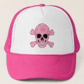 Pink Camouflage Skull und Crossbones Hut Truckerkappe (Vorderseite)