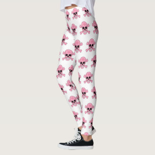 Pink Camouflage Skull und Crossbones Leggings