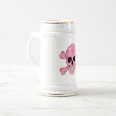 Pink Camouflage Skull und Crossbones Stein Bierglas (Vorderseite Links)