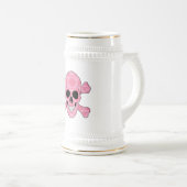 Pink Camouflage Skull und Crossbones Stein Bierglas (VorderseiteRechts)