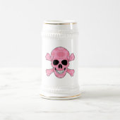 Pink Camouflage Skull und Crossbones Stein Bierglas (Mittel)