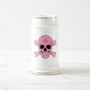 Pink Camouflage Skull und Crossbones Stein Bierglas